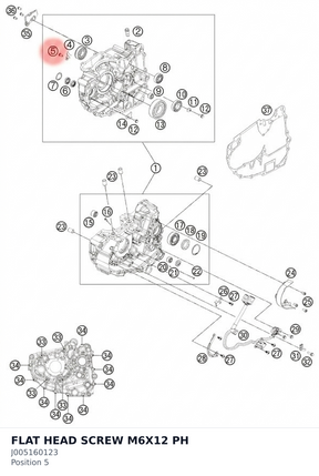 Diagram preview: FLAT HEAD SCREW M6X12 PH (J005160123)