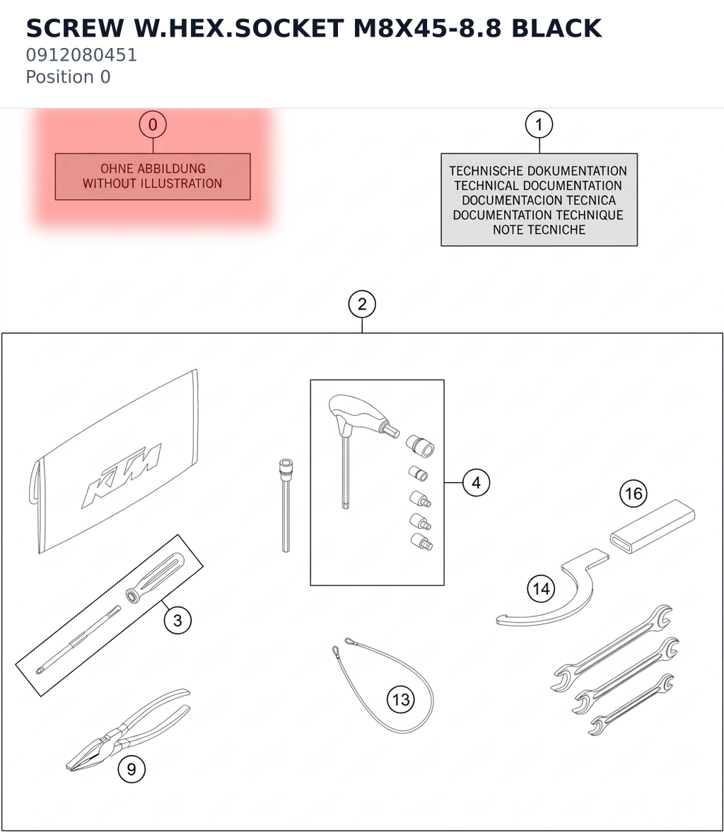 Diagram preview: SCREW W.HEX.SOCKET M8X45-8.8 BLACK (0912080451)