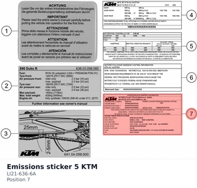 Diagram preview: Emissions sticker 5 KTM (LI21-636-6A)