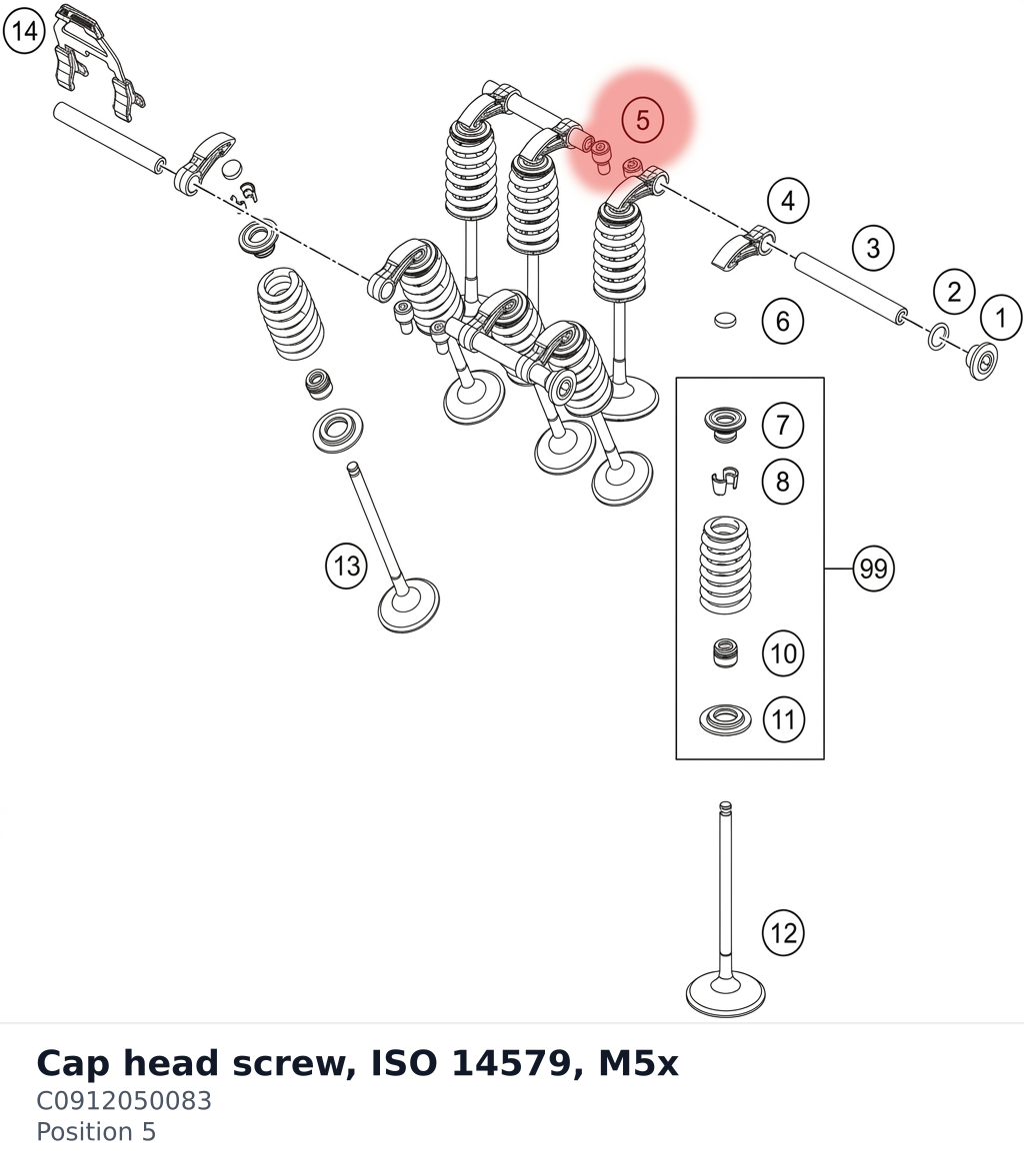 Diagram preview: Cap head screw, ISO 14579, M5x (C0912050083)
