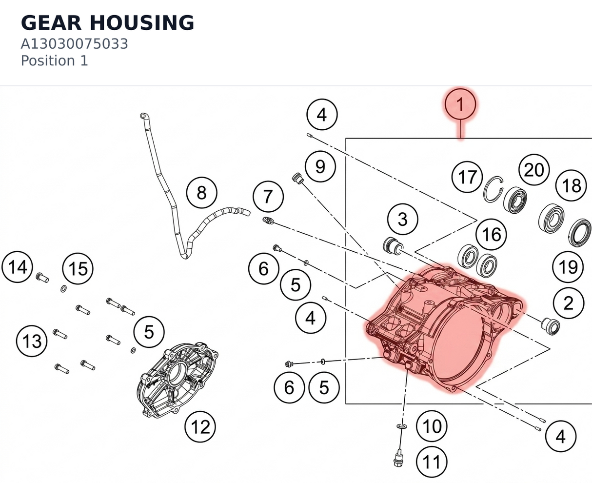 Diagram preview: GEAR HOUSING (A13030075033)