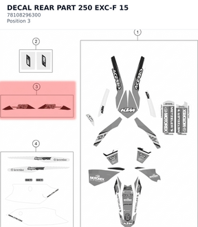 Diagram preview: DECAL REAR PART 250 EXC-F 15 (78108296300)