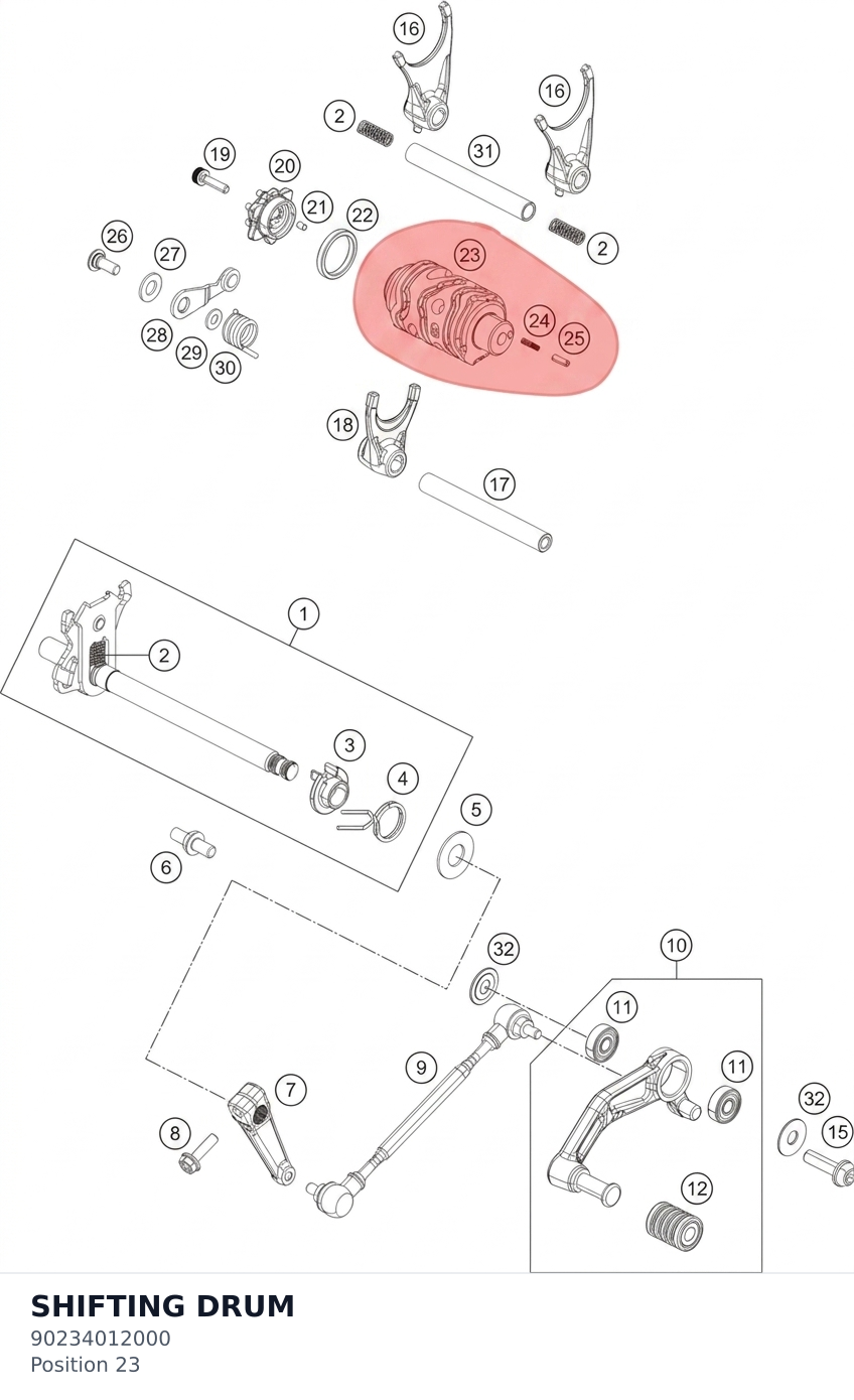 Diagram preview: SHIFTING DRUM (90234012000)
