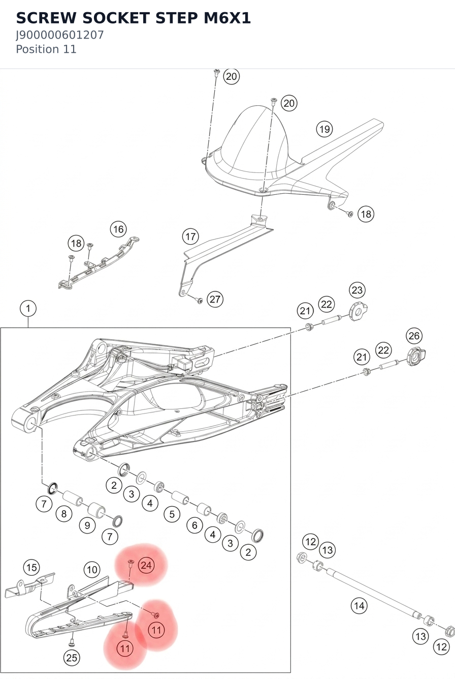 Diagram preview: SCREW SOCKET STEP M6X1 (J900000601207)