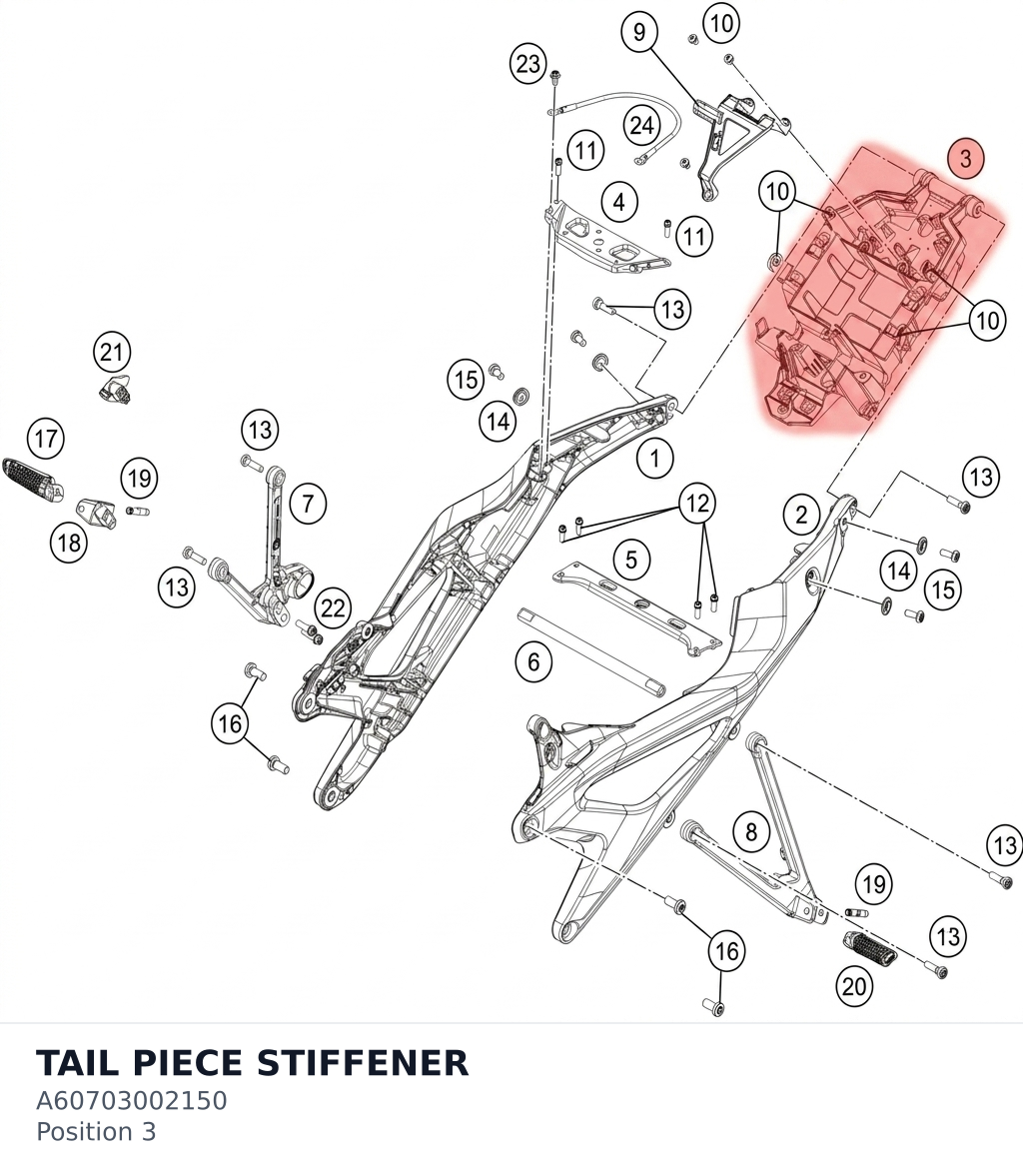 Diagram preview: TAIL PIECE STIFFENER (A60703002150)