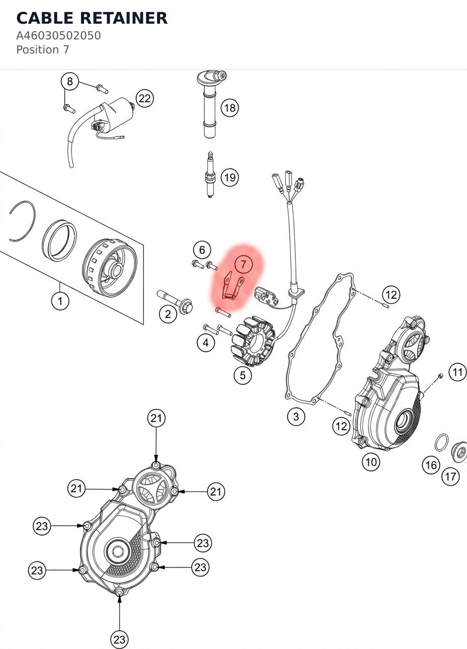 Diagram preview: CABLE RETAINER (A46030502050)