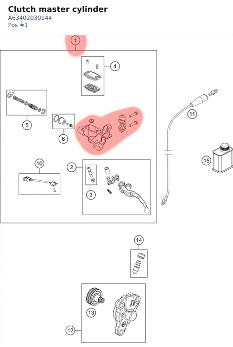 Diagram preview: Clutch master cylinder (A63402030144)