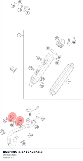 Diagram preview: BUSHING 8,5X12X28X8,3 (79005069000)