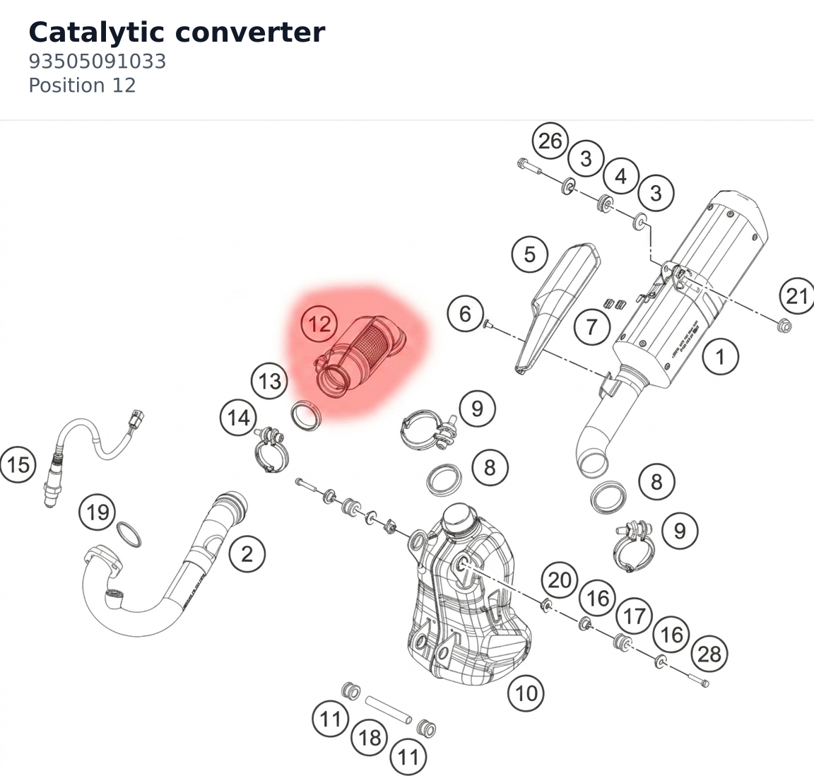 Diagram preview: Catalytic converter (93505091033)
