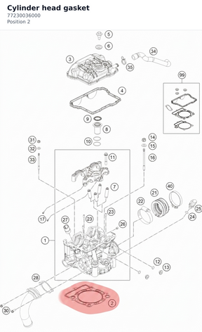 Diagram preview: Cylinder head gasket (77230036000)