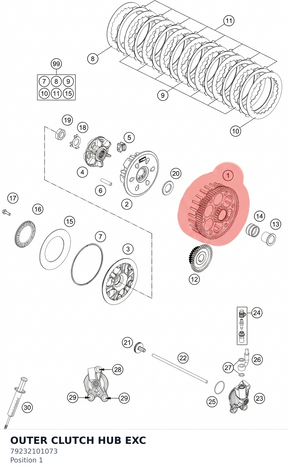 Diagram preview: OUTER CLUTCH HUB EXC (79232101073)