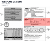 Diagram preview: TYPEPLATE USA KTM (LI22-619-11A)