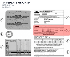 Diagram preview: TYPEPLATE USA KTM (LI22-619-11A)