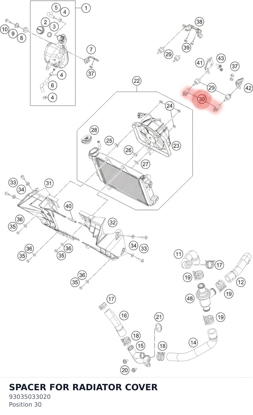 Diagram preview: SPACER FOR RADIATOR COVER (93035033020)