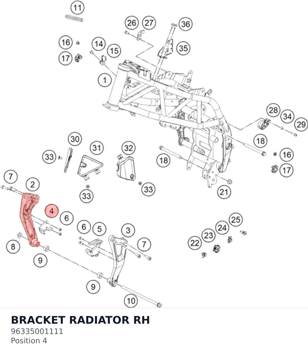 Diagram preview: BRACKET RADIATOR RH (96335001111)