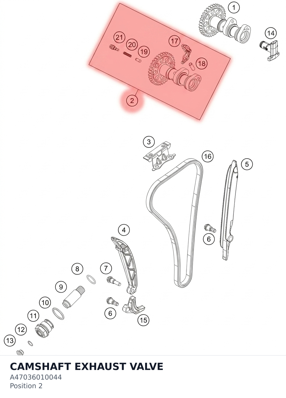 Diagram preview: CAMSHAFT EXHAUST VALVE (A47036010044)