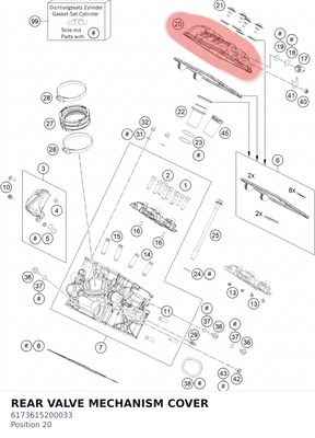 Diagram preview: REAR VALVE MECHANISM COVER (6173615200033)