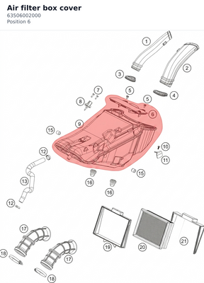 Diagram preview: Air filter box cover (63506002000)