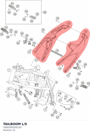 Diagram preview: TAILBOOM L/S (7600300200130)
