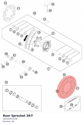 Diagram preview: Rear Sprocket 38-T (58310051038)