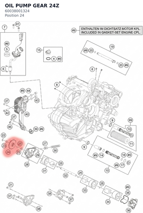 Diagram preview: OIL PUMP GEAR 24Z (60038001324)