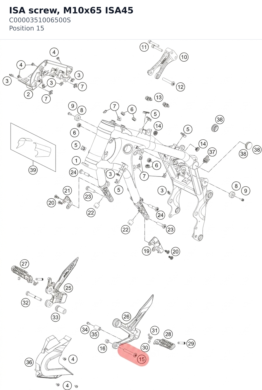 Diagram preview: ISA screw, M10x65 ISA45 (C0000351006500S)