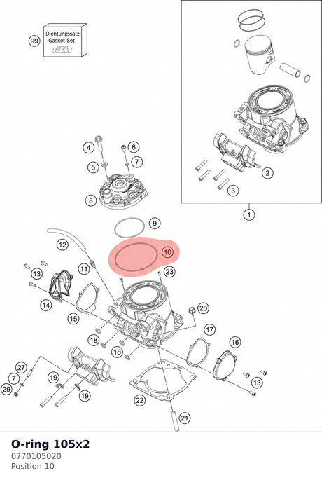Diagram preview: O-ring 105x2 (0770105020)