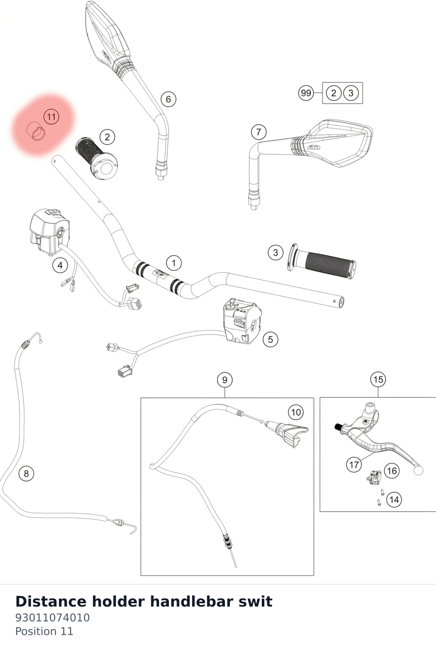 Diagram preview: Distance holder handlebar swit (93011074010)