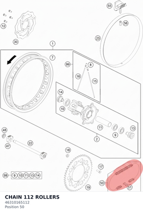 Diagram preview: CHAIN 112 ROLLERS (46310165112)
