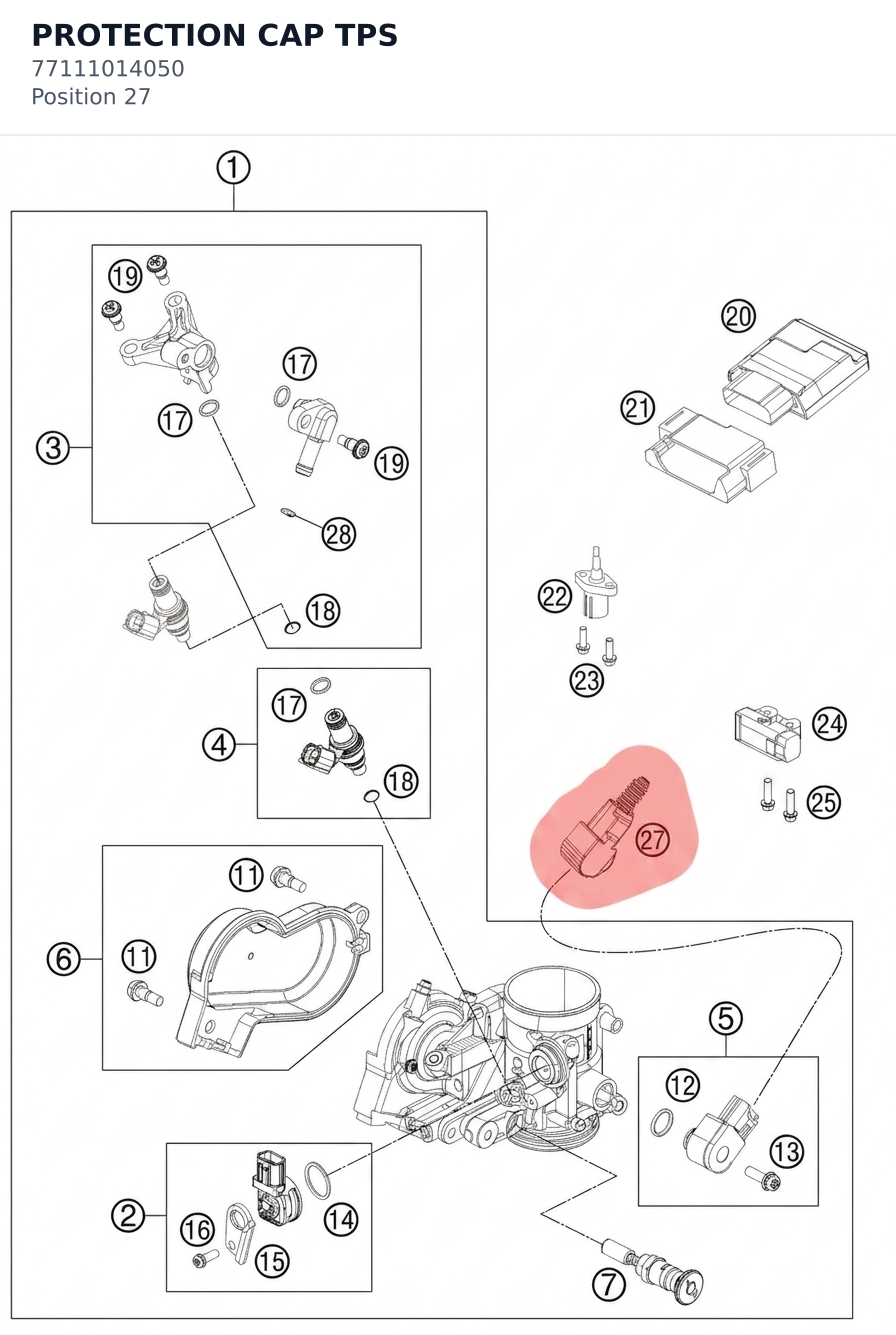 Diagram preview: PROTECTION CAP TPS (77111014050)