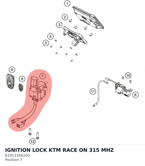 Diagram preview: IGNITION LOCK KTM RACE ON 315 MHZ (61911166100)