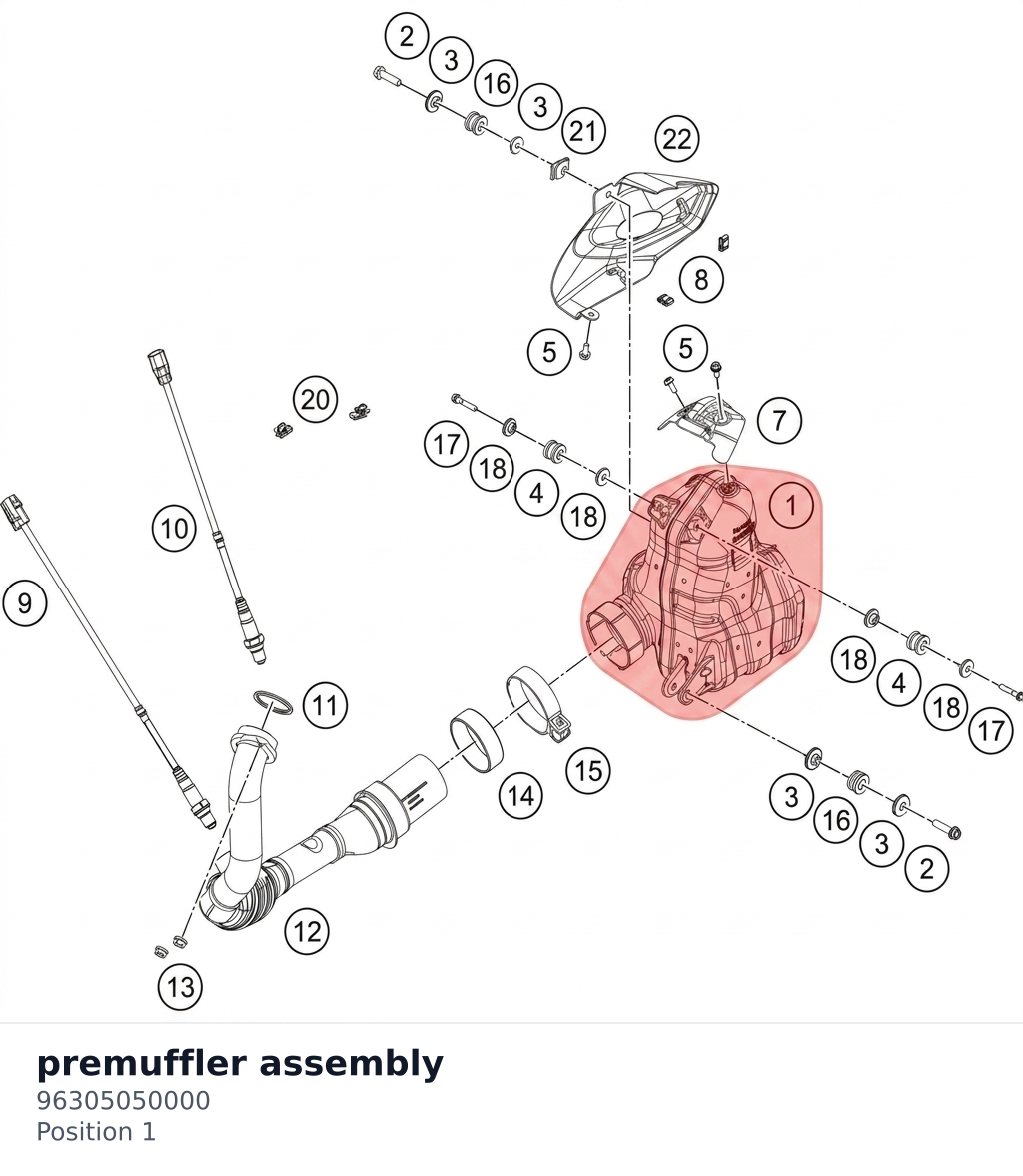 Diagram preview: premuffler assembly (96305050000)