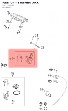 Diagram preview: IGNITION + STEERING LOCK (76011066000)