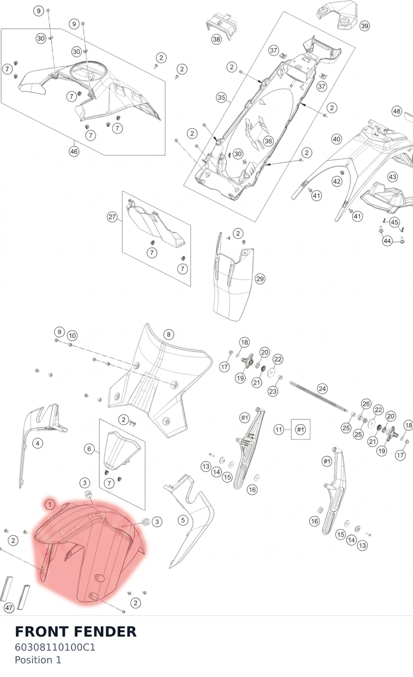 Diagram preview: FRONT FENDER (60308110100C1)