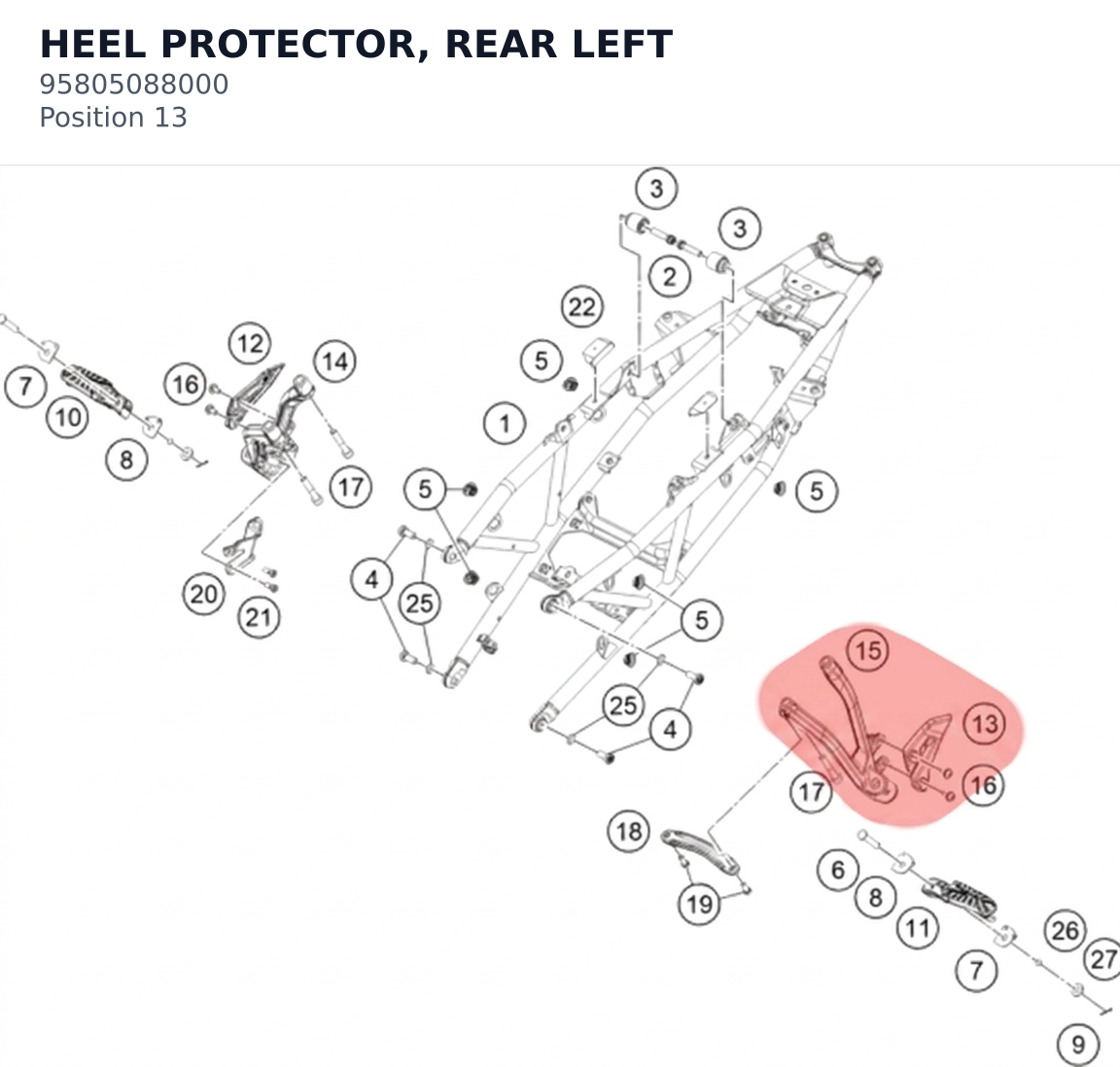 Diagram preview: HEEL PROTECTOR, REAR LEFT (95805088000)