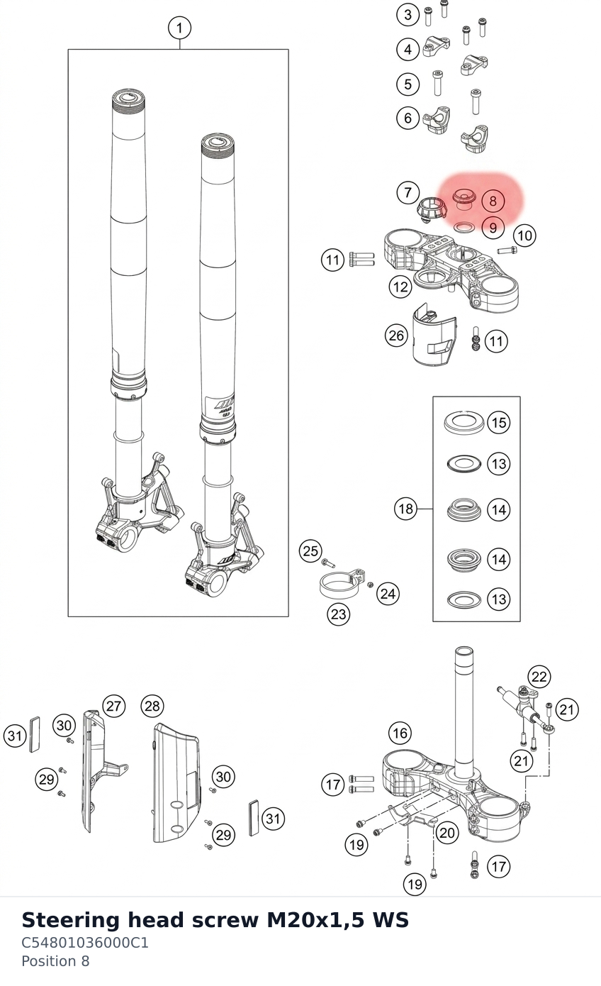 Diagram preview: Steering head screw M20x1,5 WS (C54801036000C1)