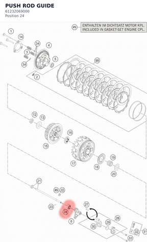 Diagram preview: PUSH ROD GUIDE (61232069000)