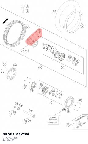 Diagram preview: SPOKE M5X206 (76710071206)