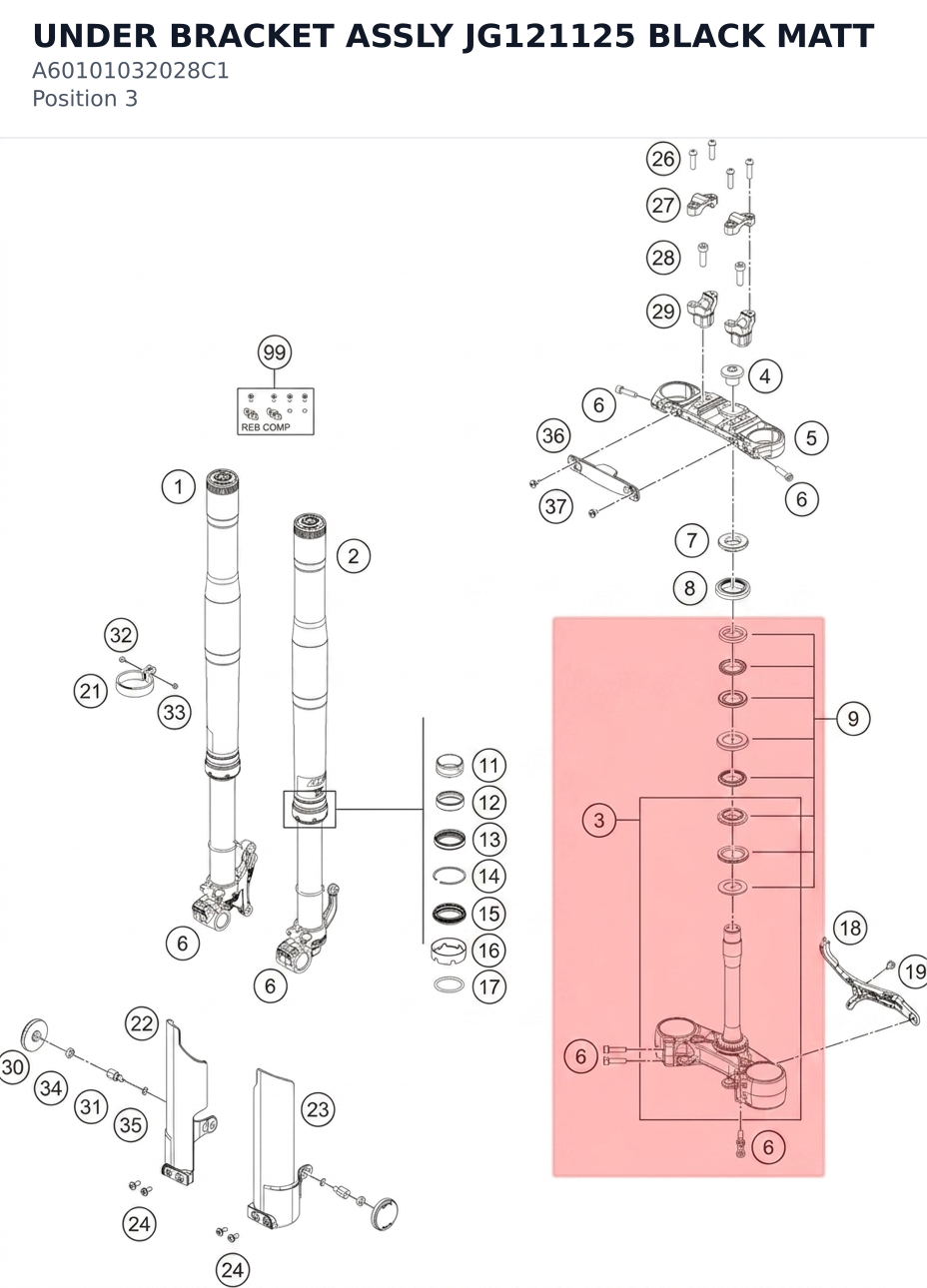 Diagram preview: UNDER BRACKET ASSLY JG121125 BLACK MATT (A60101032028C1)