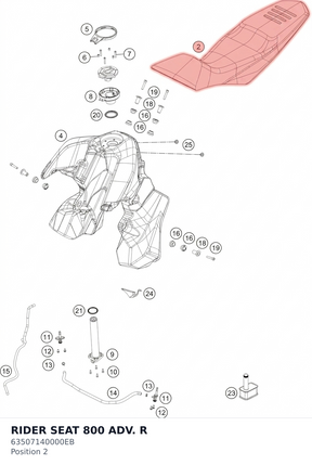 Diagram preview: RIDER SEAT 800 ADV. R (63507140000EB)