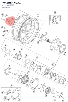 Diagram preview: WASHER 69X1 (61310016000)