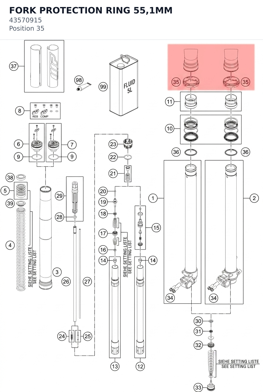 Diagram preview: FORK PROTECTION RING 55,1MM (43570915)