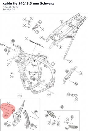 Diagram preview: cable tie 140/ 3,5 mm Schwarz (44011176140)