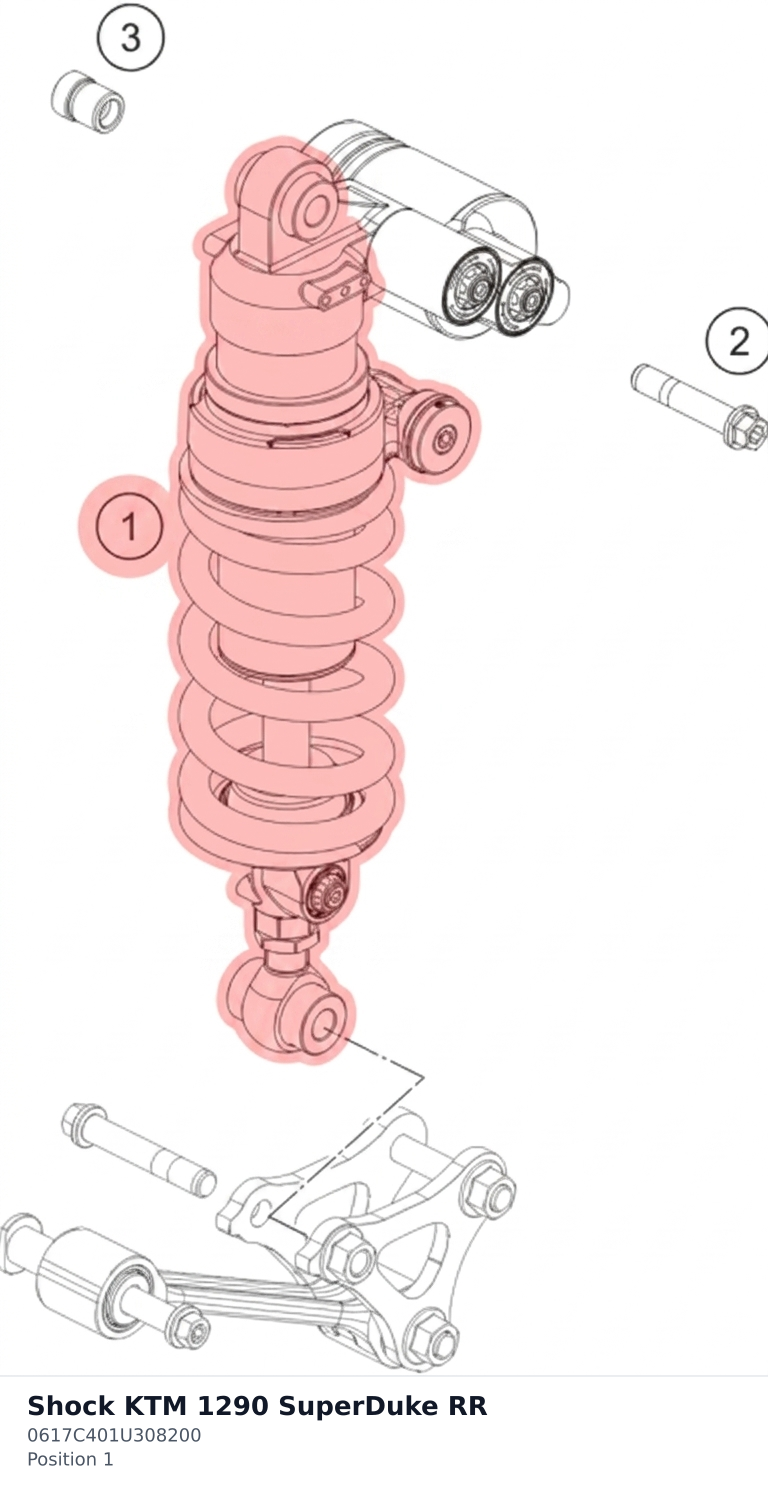 Diagram preview: Shock KTM 1290 SuperDuke RR (0617C401U308200)