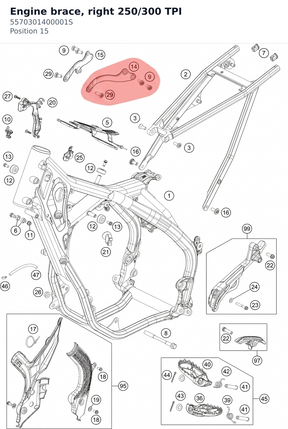 Diagram preview: Engine brace, right 250/300 TPI (5570301400001S)
