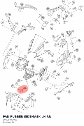 Diagram preview: PAD RUBBER SIDEMASK LH RR (90508041003)