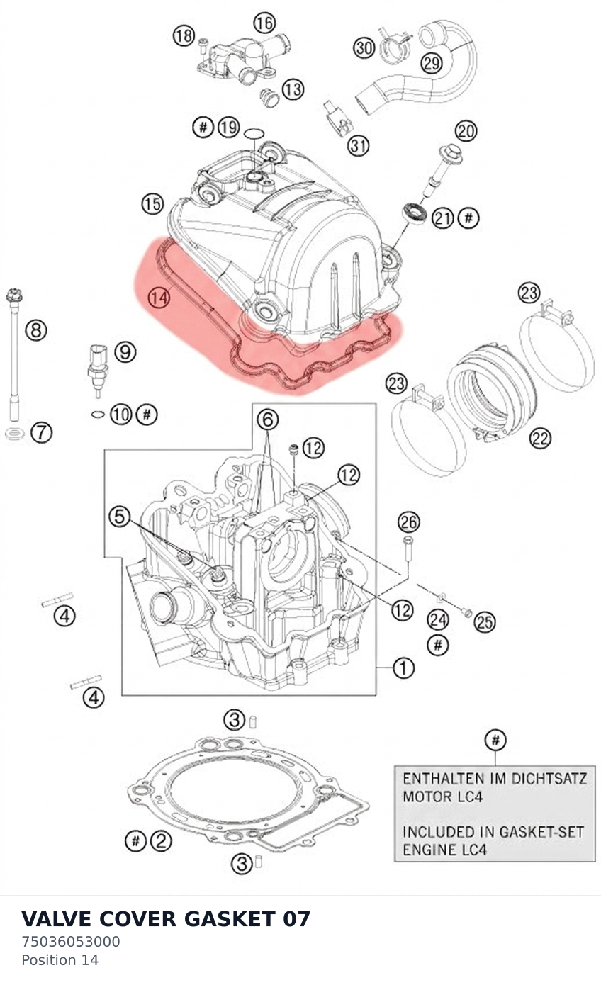 Diagram preview: VALVE COVER GASKET          07 (75036053000)