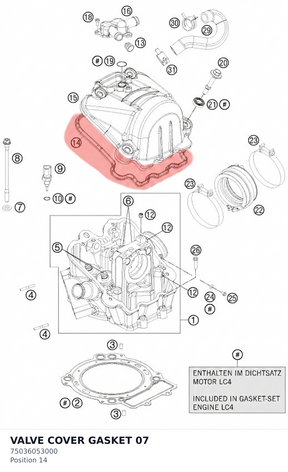 Diagram preview: VALVE COVER GASKET          07 (75036053000)