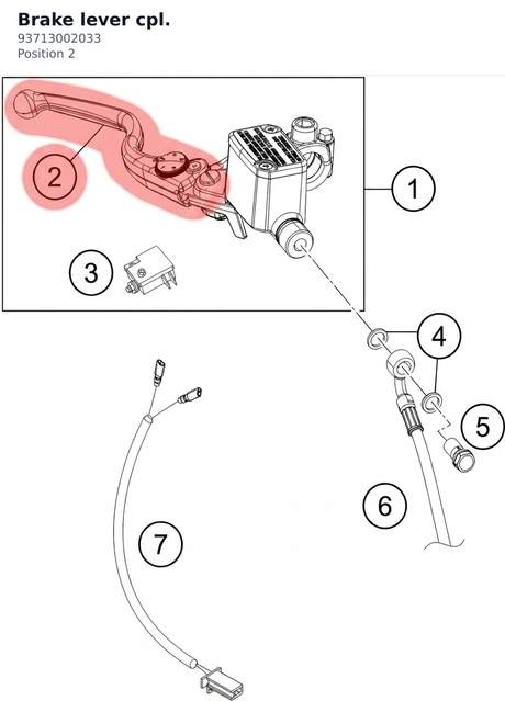 Diagram preview: Brake lever cpl. (93713002033)
