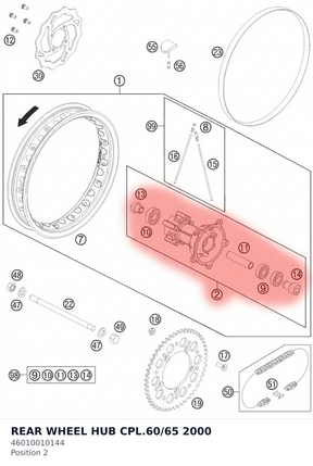 Diagram preview: REAR WHEEL HUB CPL.60/65  2000 (46010010144)